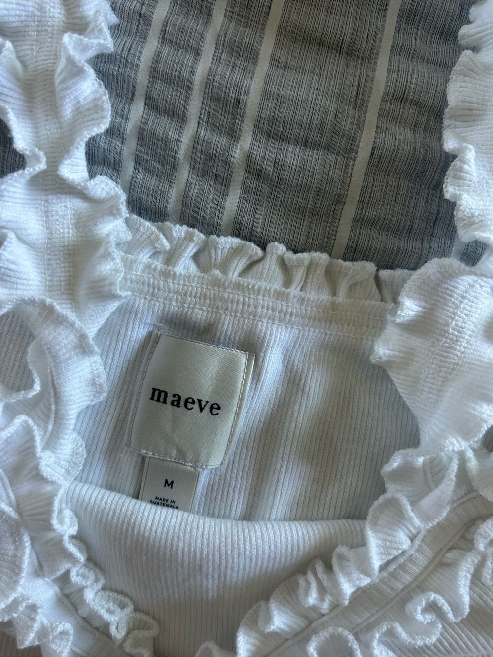 White Ruffle-Trim Ribbed Tank Top - Picture 3 of 3
